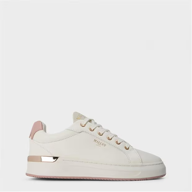 Mallet GRFTR Low Women's Sneakers – White Pink Premium Leather Trainers