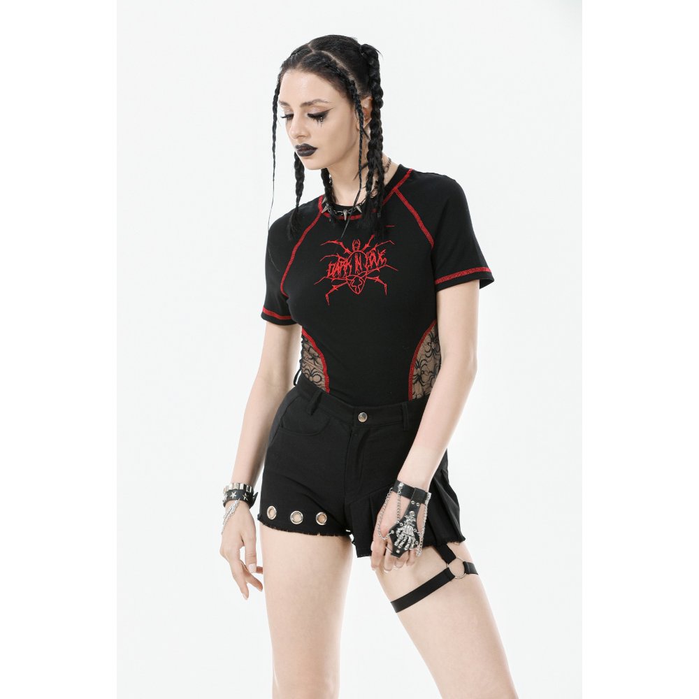 Dark in Love Gwen Black Pleated Garter Shorts – High-Waisted Goth