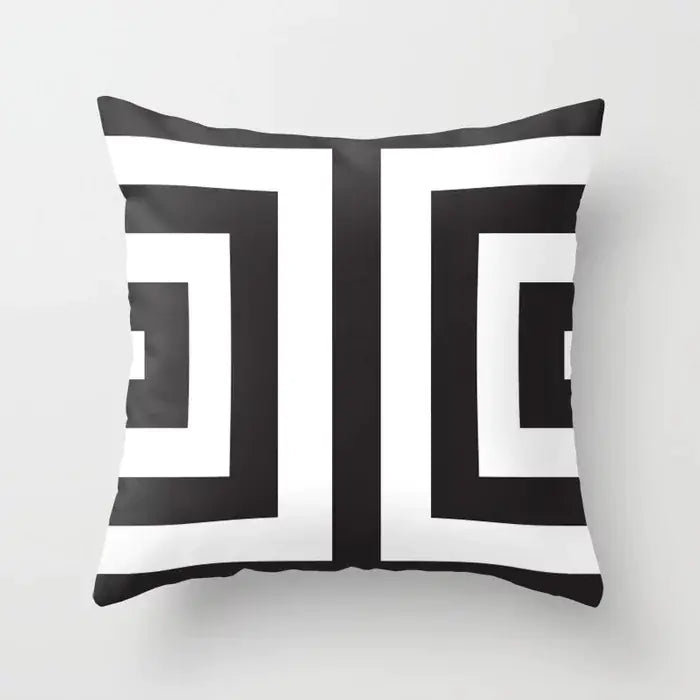 Yellow & Black Geometric Pillow Cover – Modern Abstract Cushion Case 45×45cm