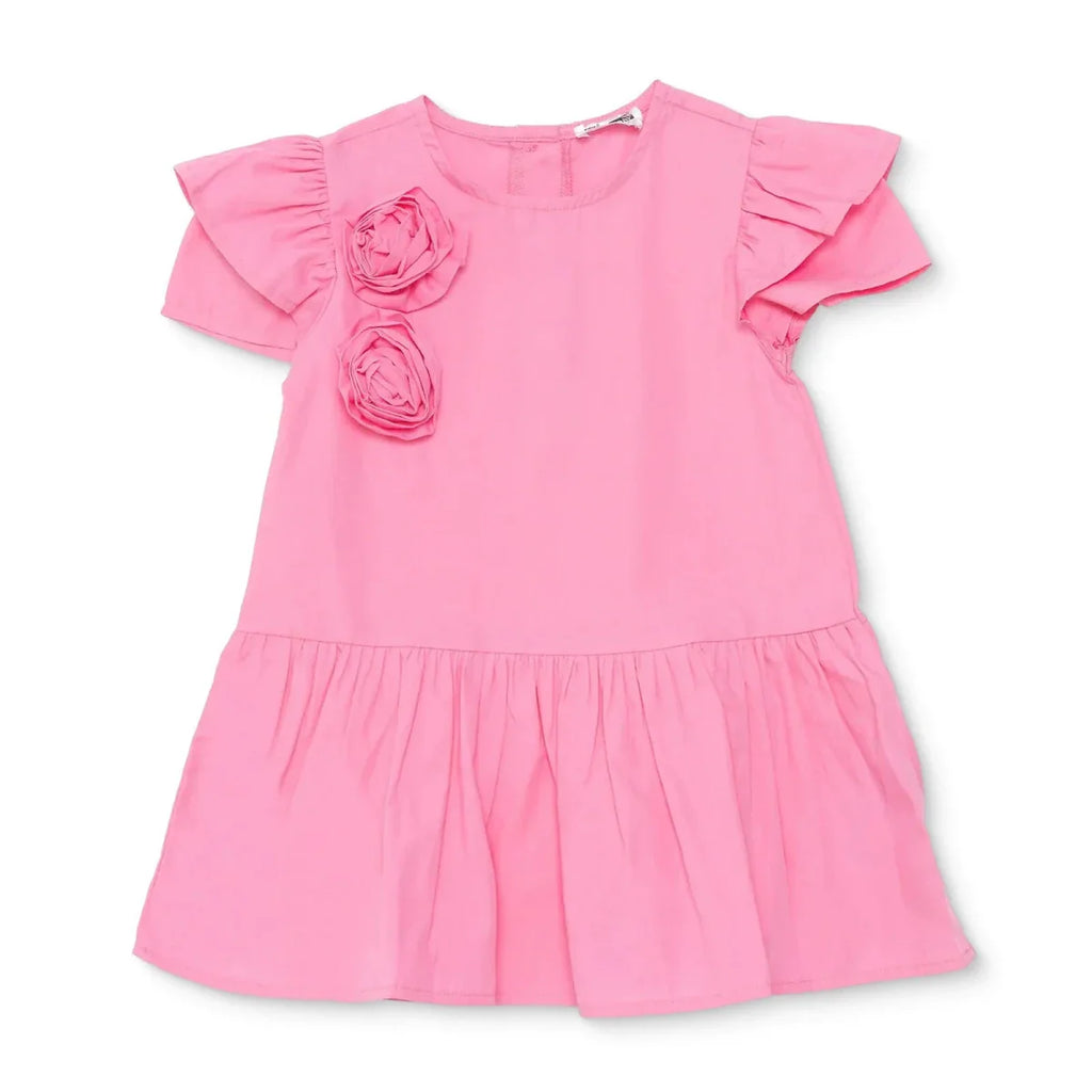 HelloBaby Girls Dress Flower Flower Garden Crew Neck Short Sleeve - Pink
