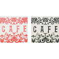 Orsina Cafe Canvas Prints – Red and Black Kitchen Wall Art Set