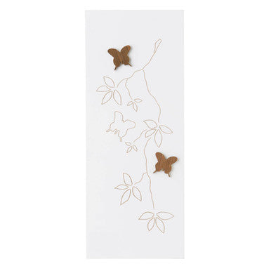 Orsina White Carving Wall Art – Botanical Leaf and Butterfly Decor
