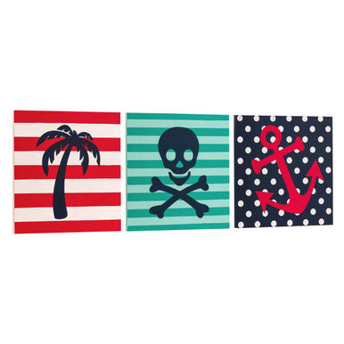 Orsina Pirate Wall Plaque Set – 3 Piece Nautical Engineered Wood Art