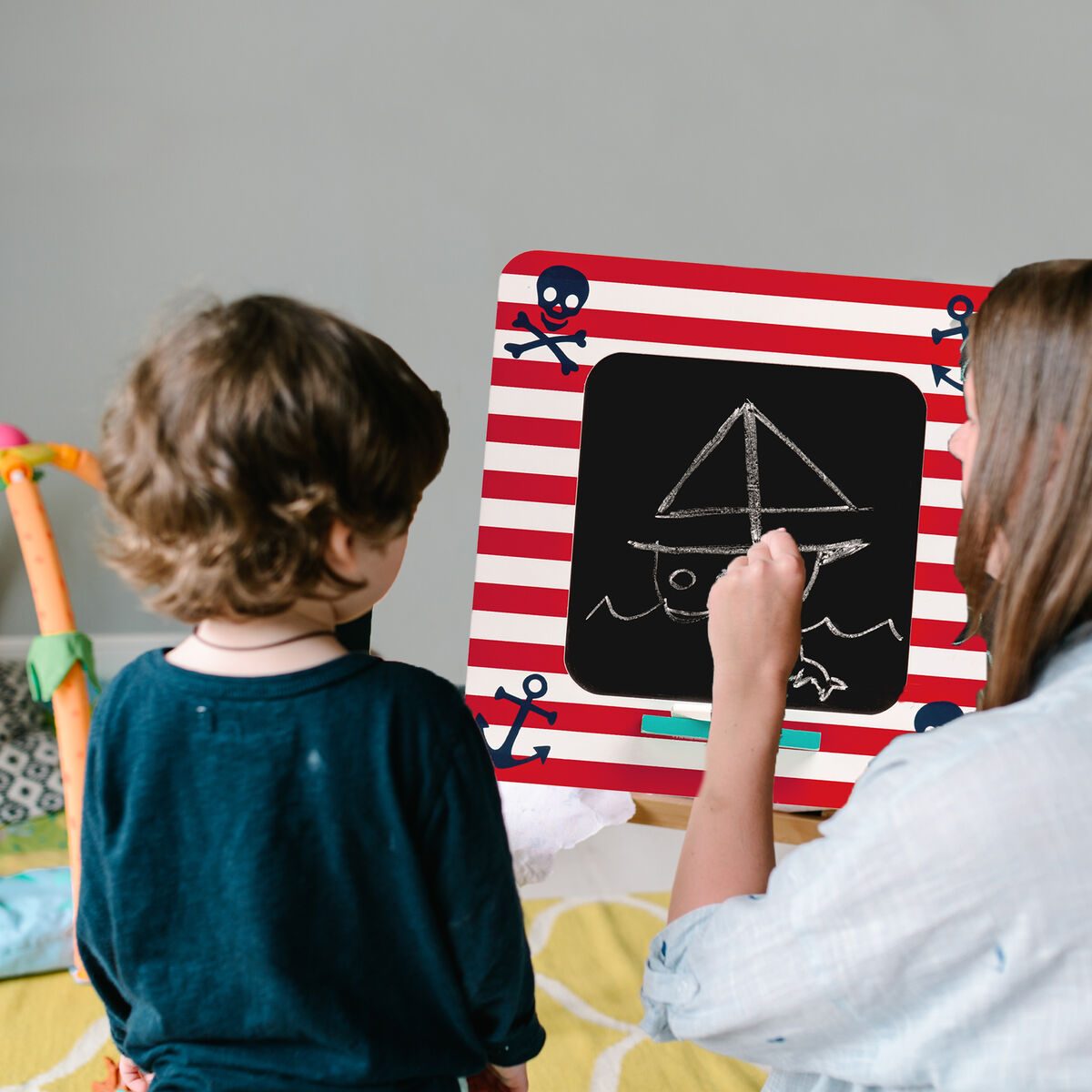 Orsina Pirate Wall Mountable Chalkboard – Nautical Engineered Wood
