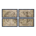 Orsina World Map Framed Wall Art Set - 4 Piece Black & Brown Decor