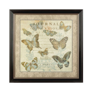 Orsina Framed Butterfly Wall Art – Neutral Nature Print in Black Frame
