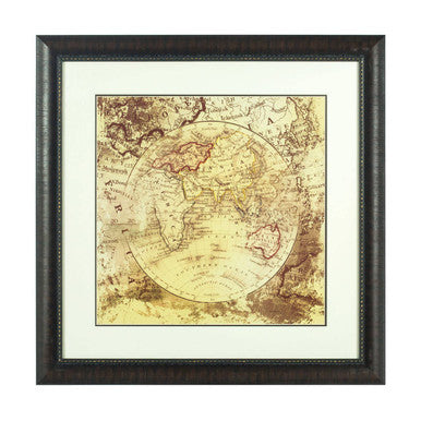 Orsina Vintage World Map Wall Art – Framed Antique Globe Print