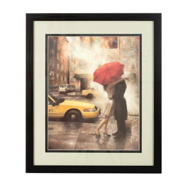 Orsina City Framed Couple Under Umbrella Wall Art | Romantic Home Decor