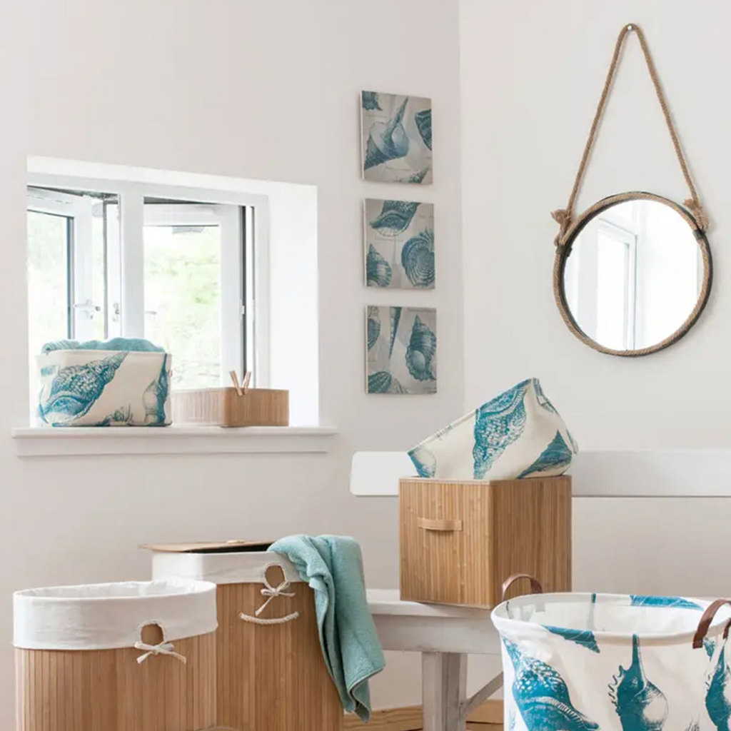 Orsina Echo Coastal Shell Wall Plaques – Set of 3 Blue & Cream Art