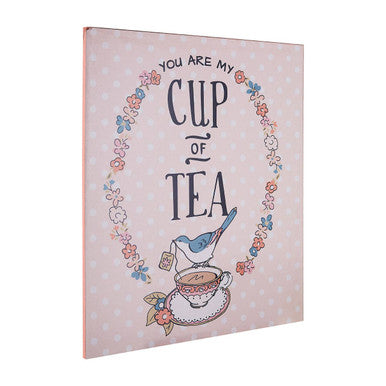 Orsina Cup of Tea Wall Plaque – Pink Floral Engineered Wood Decor