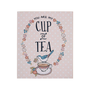Orsina Cup of Tea Wall Plaque – Pink Floral Engineered Wood Decor
