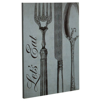 Orsina Let's Eat Wall Plaque – Teal Coastal Kitchen Cutlery Wall Art