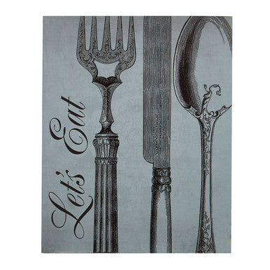 Orsina Let's Eat Wall Plaque – Teal Coastal Kitchen Cutlery Wall Art