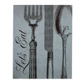 Orsina Let's Eat Wall Plaque – Teal Coastal Kitchen Cutlery Wall Art