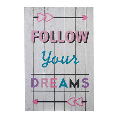 Orsina Kids Follow Your Dreams Wall Plaque | Motivational Wood Decor