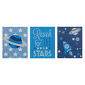 Orsina Kids Space Wall Art – Set of 3 Blue & Grey Celestial Plaques