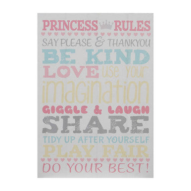 Orsina Kids Princess Rules Wall Plaque | Inspirational Nursery Wall Art