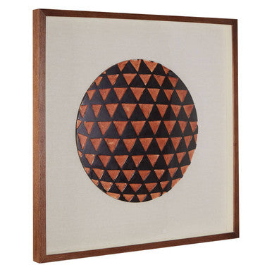Orsina Nason Framed Geometric Wall Art – Round Wood Carved Decor
