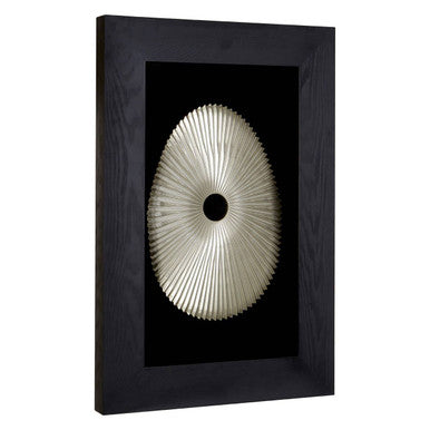 Orsina Nason Framed Oval Carving Wall Art – Black and Silver Wood