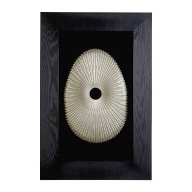Orsina Nason Framed Oval Carving Wall Art – Black and Silver Wood