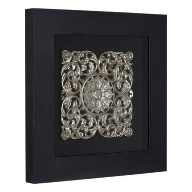 Orsina Nason Silver Filigree Carving Framed MDF Square Wall Art