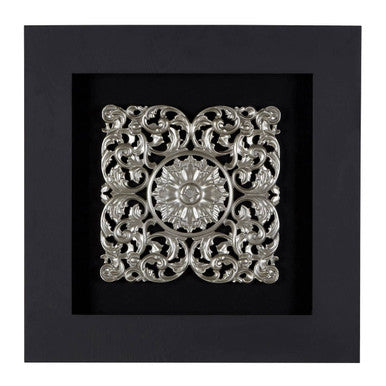 Orsina Nason Silver Filigree Carving Framed MDF Square Wall Art
