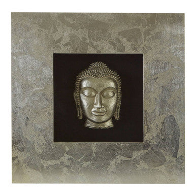 Orsina Silver Buddha Wall Art – Framed Metallic Sculpture Decor
