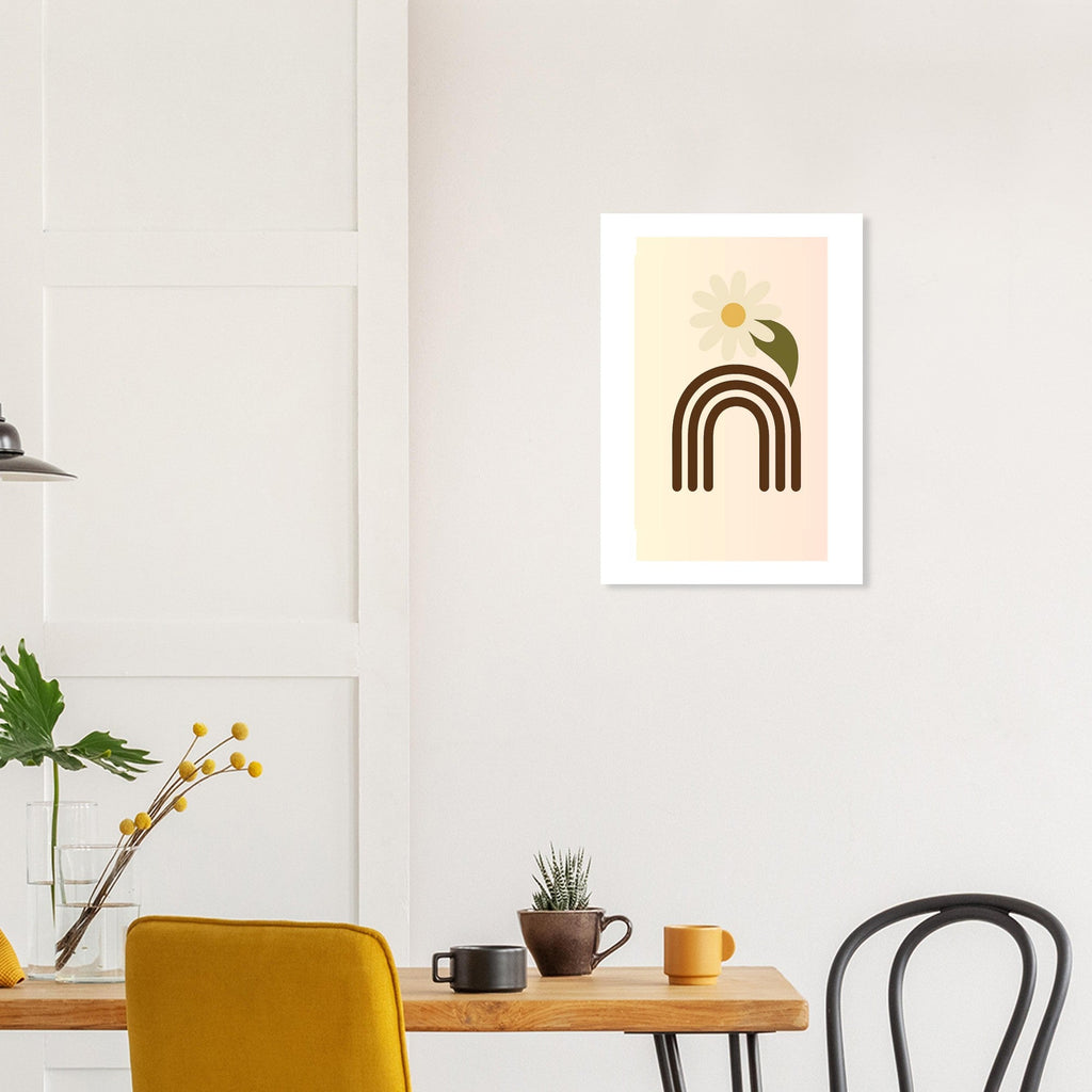 Minimalist Floral Print - Abstract Daisy Poster - Earthy Brown Boho Wall Art