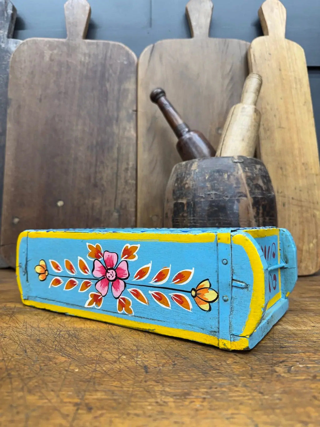 Rustic Warehouse Norfolk Vintage Blue Wooden Brick Mould Planter