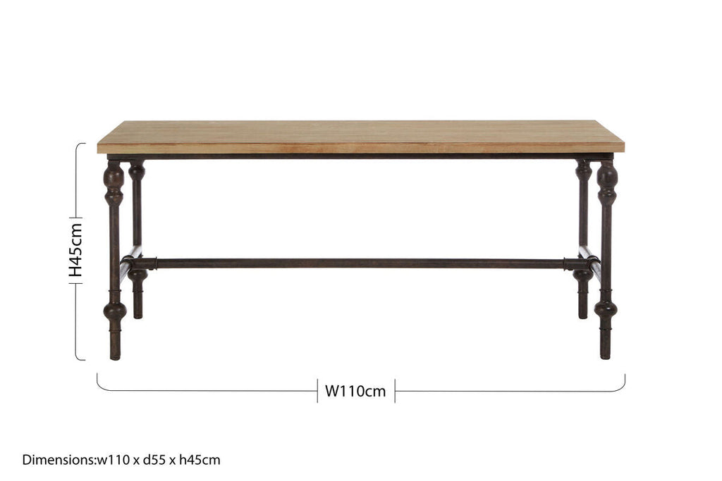 Orsina Tribeca Coffee Table – Industrial Fir Wood and Black Metal Frame