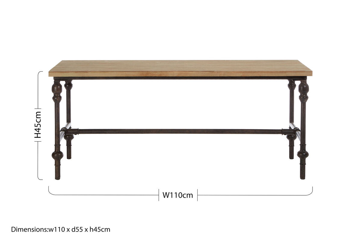 Orsina Tribeca Coffee Table – Industrial Fir Wood and Black Metal Frame