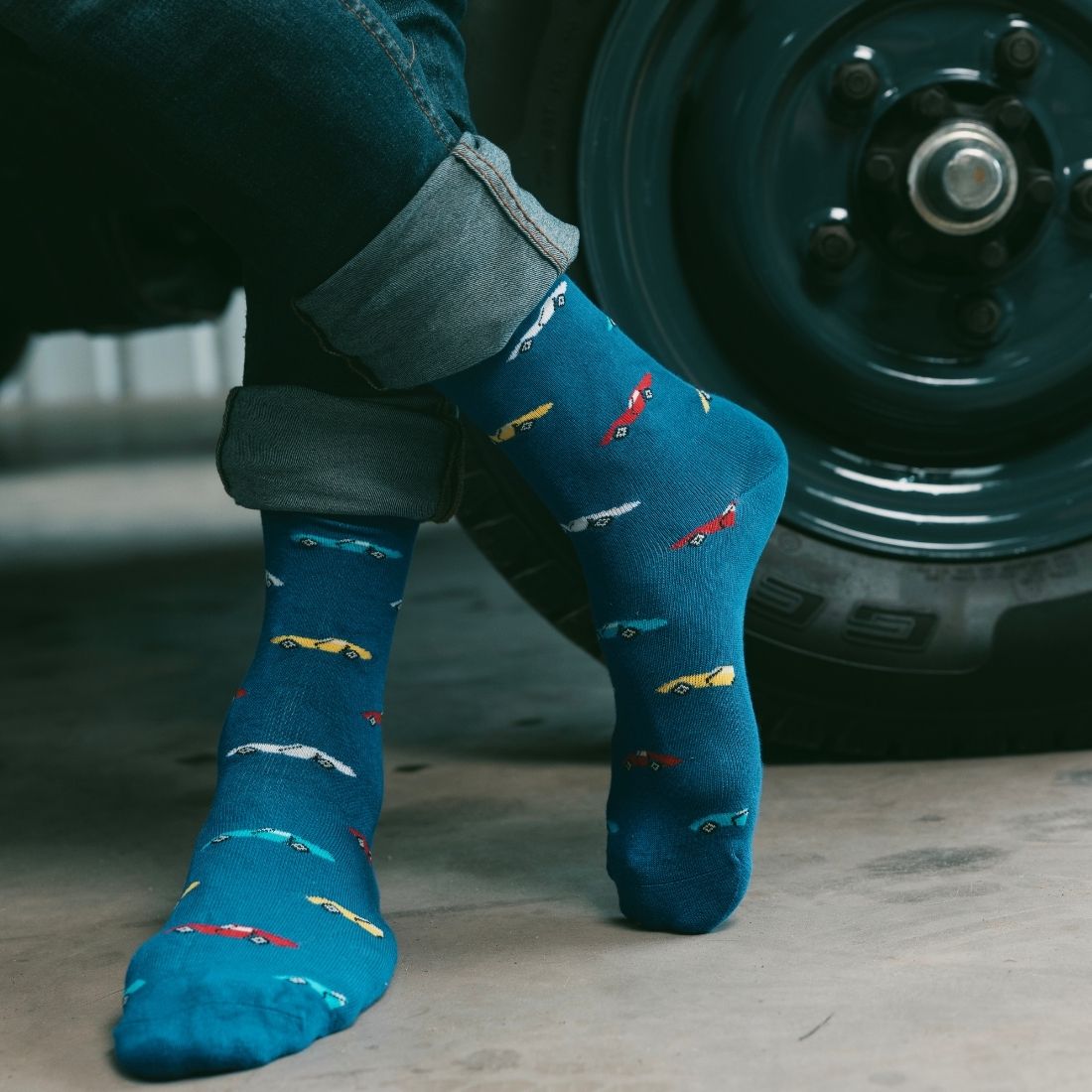 Swole Panda Blue Classic Car Bamboo Socks – Sustainable Novelty Socks