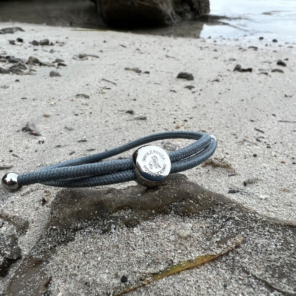 Swole Panda Grey Rope Bracelet – Recycled Ocean Plastic Unisex Jewelry