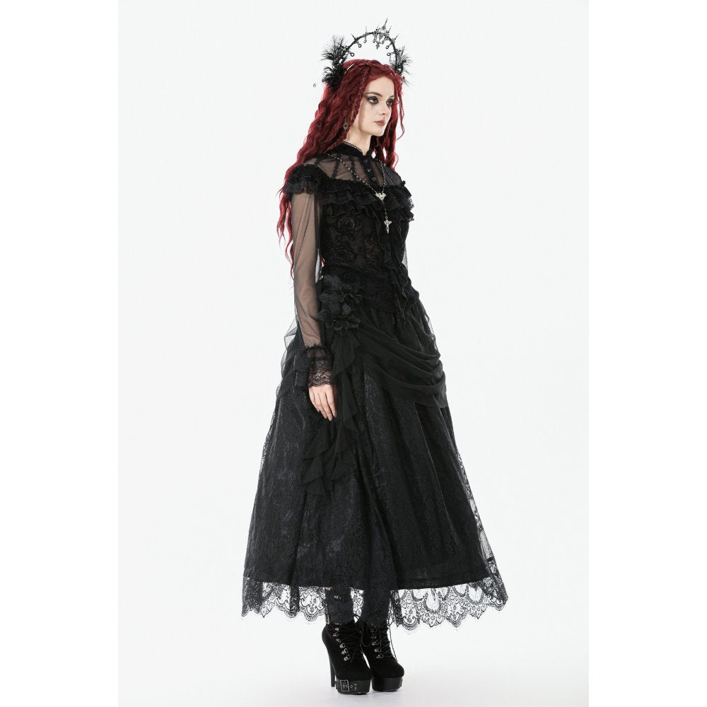 Dark in Love Seraphina Gothic Blouse – Victorian Ruffle Sheer Top