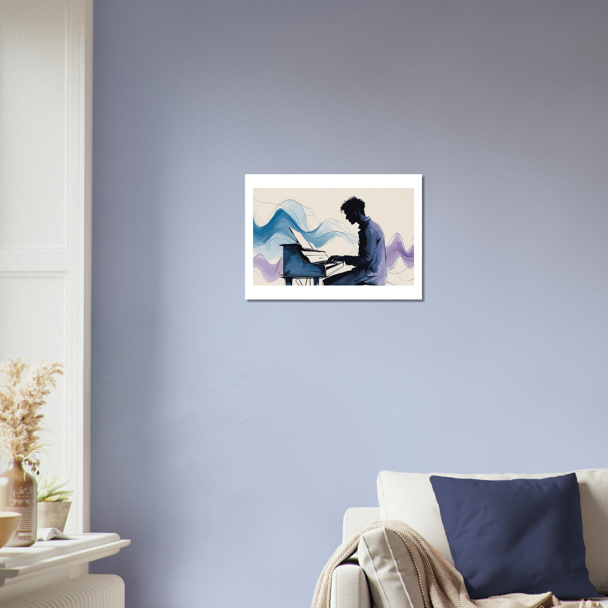 Elegant Piano Player Wall Art - Flowing Abstract Music Poster