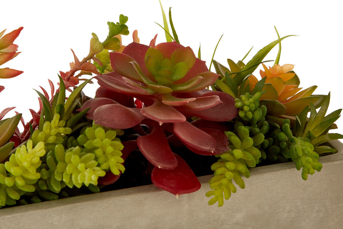 Orsina Mixed Artificial Succulents in Rectangular Cement Pot