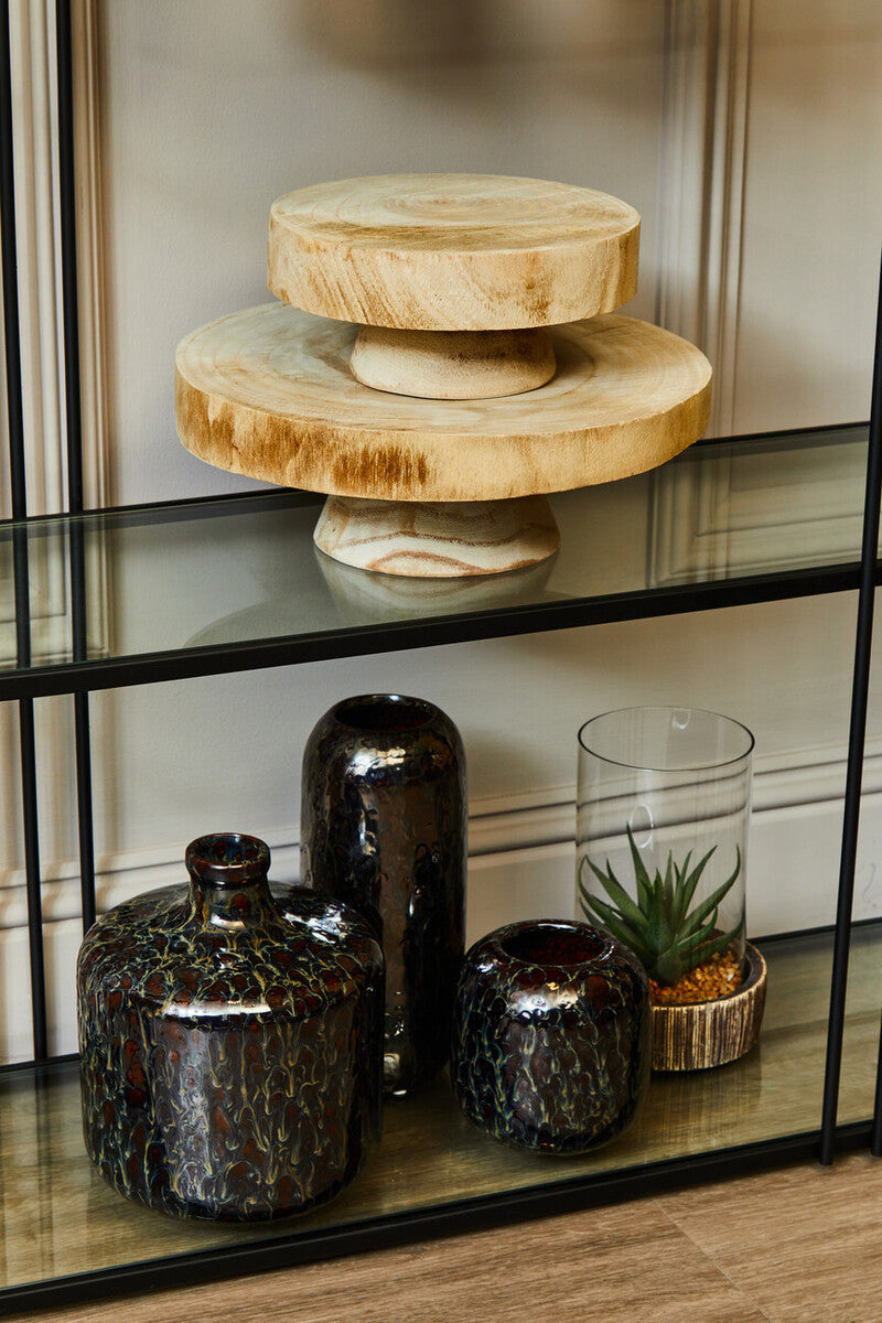 Orsina Fiori Small Faux Succulent with Natural Stone Base and Glass