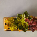 Orsina Faux Mixed Succulents in Gold Ceramic Pot – Modern Home Decor