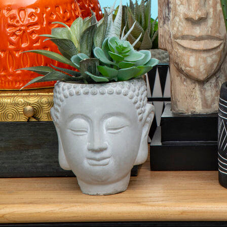 Orsina Fiori Buddha Pot | Artificial Mixed Succulent Zen Planter