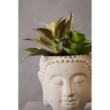 Orsina Fiori Buddha Pot | Artificial Mixed Succulent Zen Planter