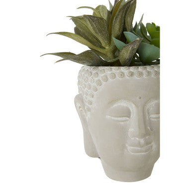 Orsina Fiori Buddha Pot | Artificial Mixed Succulent Zen Planter