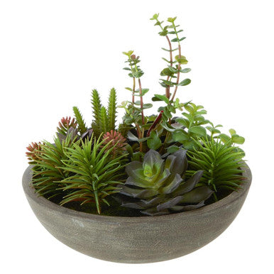 Orsina Fiori Mixed Artificial Succulents in Grey Stone Effect Pot