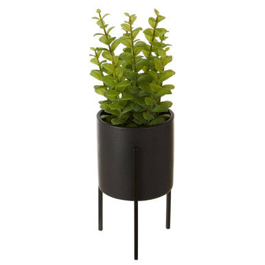 Orsina Fiori Artificial Thyme – Mid-Century Black Pot with Iron Stand