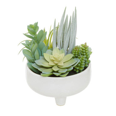 Orsina Fiori Mixed Artificial Succulents in Large White Ceramic Pot