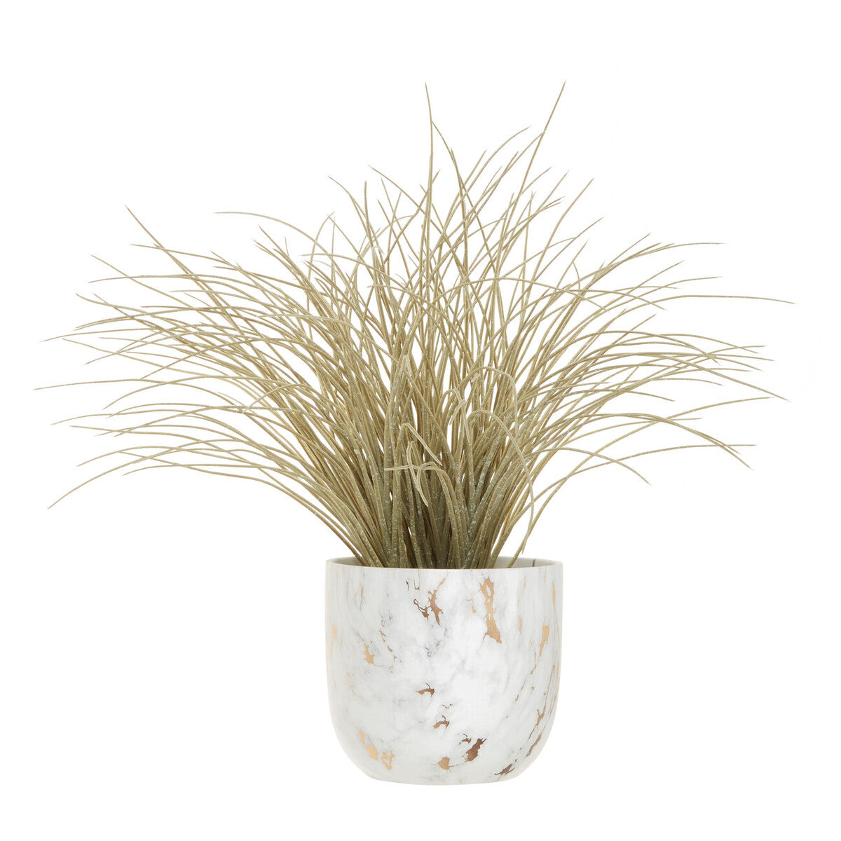 Orsina Fiori Artificial Grass Plant in White Marble Ceramic Pot