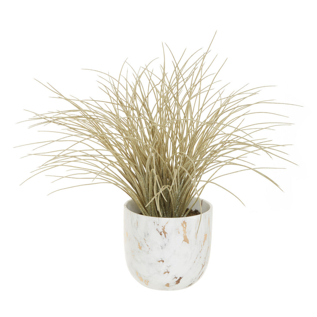 Orsina Fiori Artificial Grass Plant in White Marble Ceramic Pot