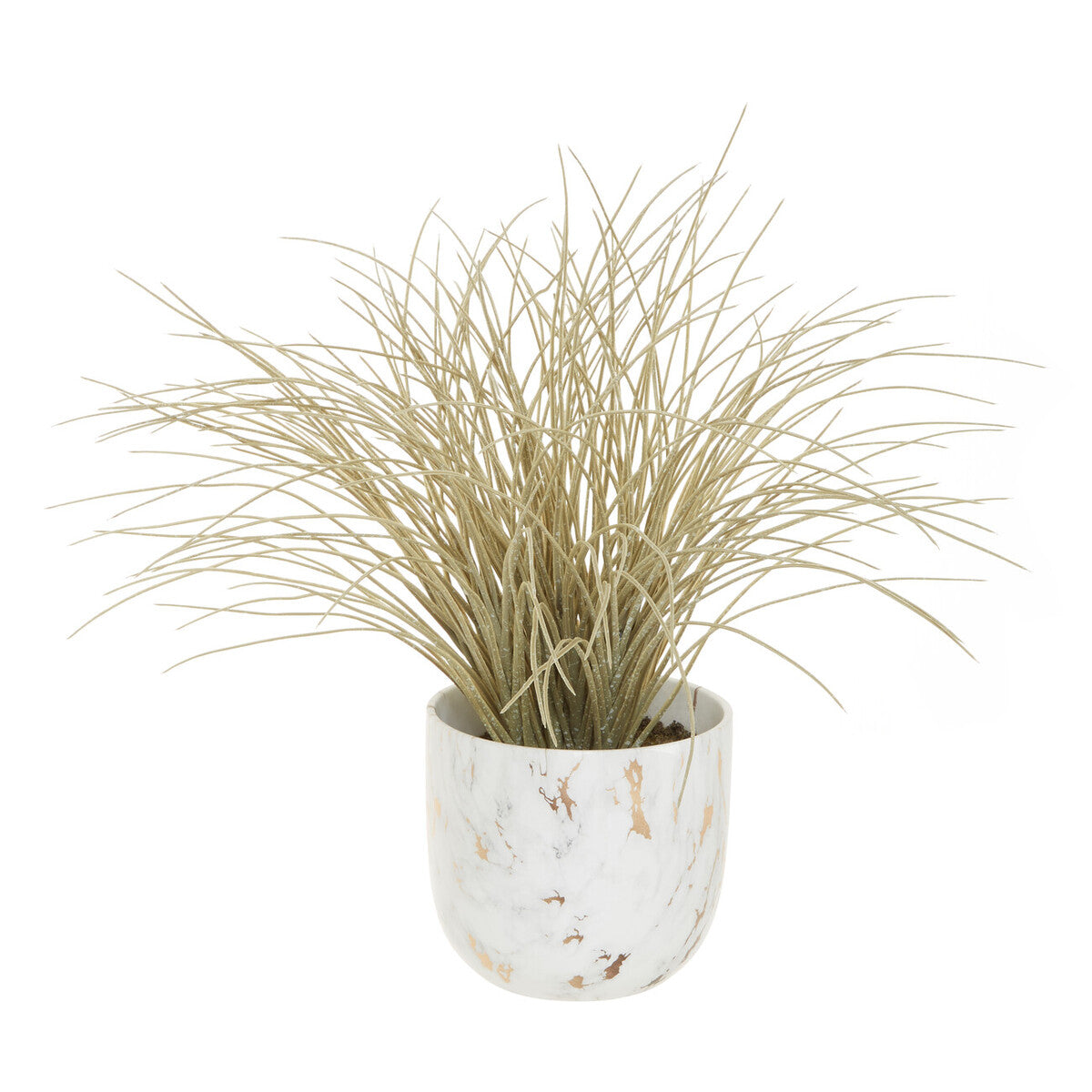 Orsina Fiori Artificial Grass Plant in White Marble Ceramic Pot