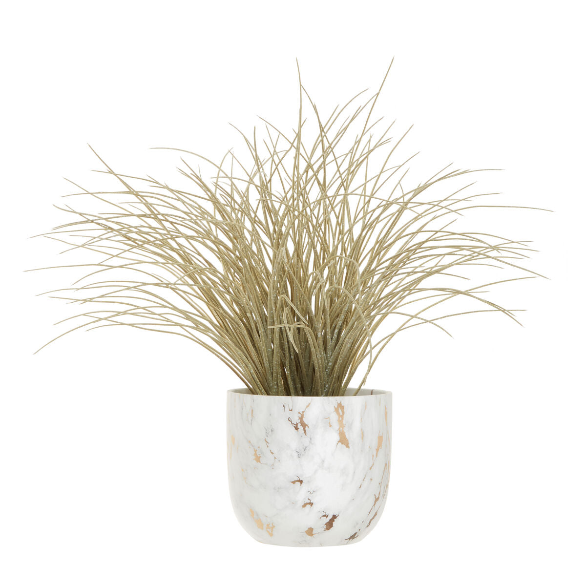 Orsina Fiori Artificial Grass Plant in White Marble Ceramic Pot