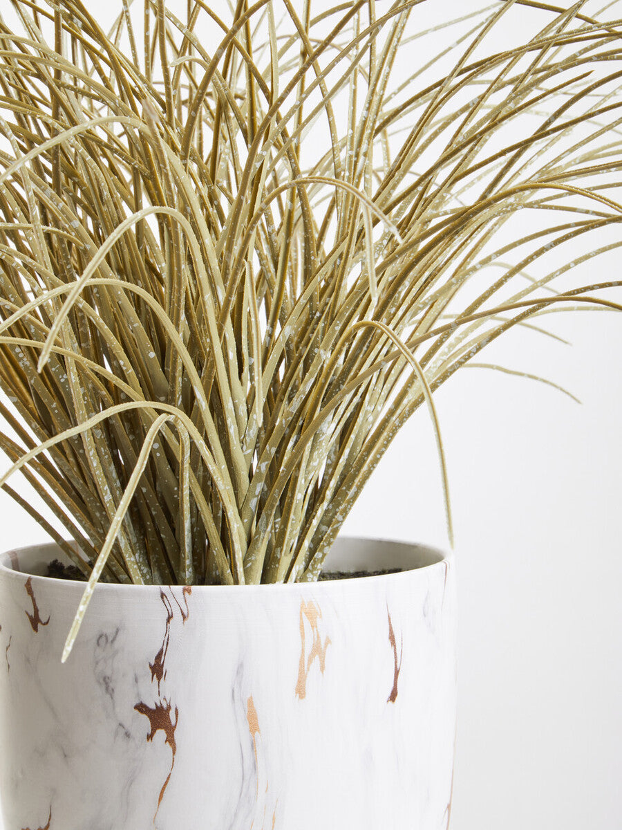 Orsina Fiori Artificial Grass Plant in White Marble Ceramic Pot