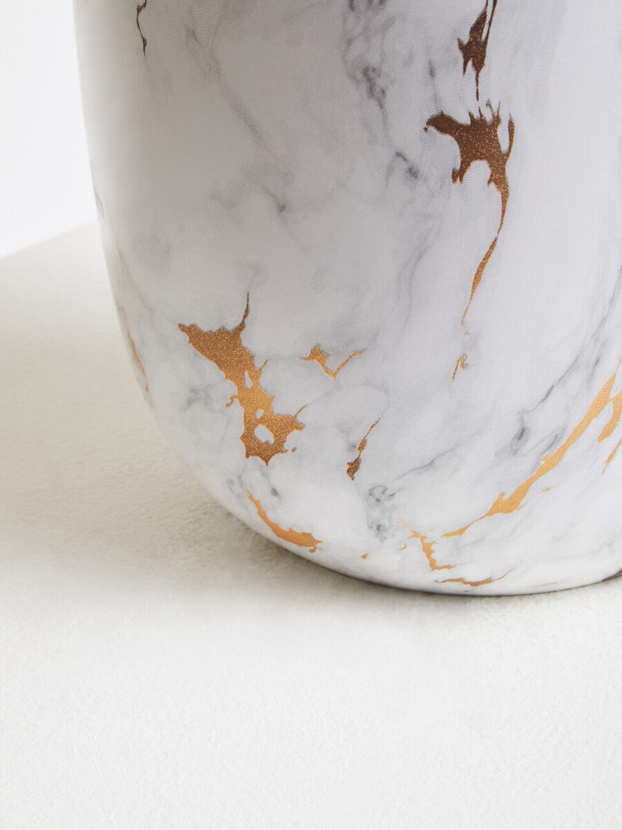 Orsina Fiori Artificial Grass Plant in White Marble Ceramic Pot